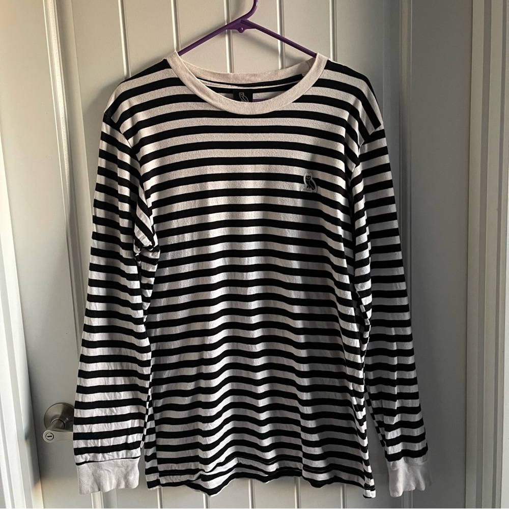 OVO Striped Owl Logo Drake Long Sleeve